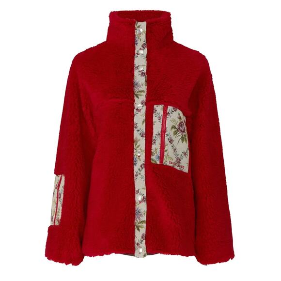 Sandy Liang Boxbox Fleece Jacket in Red, Size S - Picture 1 of 12